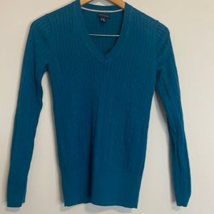 Tommy Hilfiger Teal Cotton Cable Knit Sweater Sz M EUC